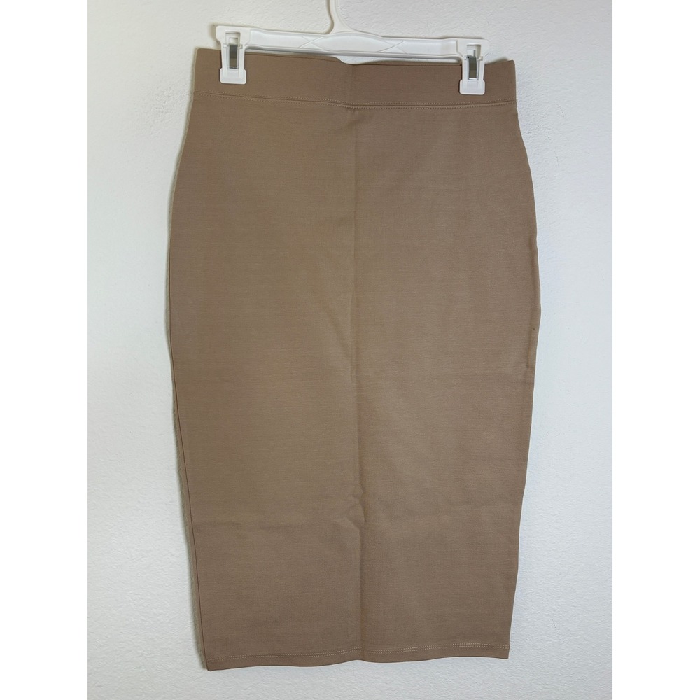 Wet Seal Iris Tan Khaki High Waisted Bodycon Pencil Midi Skirt Size M NWT
